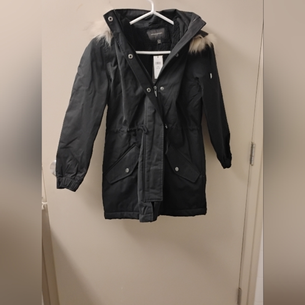 NWT Banana Republic Fleece Lined Hooded Faux Fur Trim Parka Sz XSP